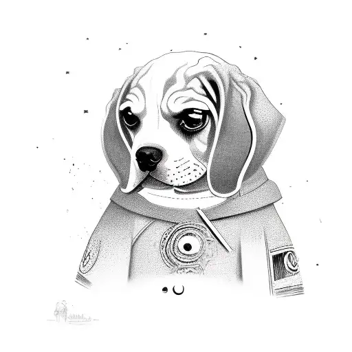 beagle y un niño sentados tattoo design idea