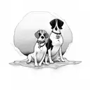 A boy and a beagle sitting watching the sunset tattoo design idea