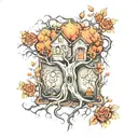 Haunted Family tree tattoo design idea