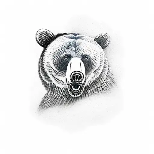 bear with butterfly tattoo design idea