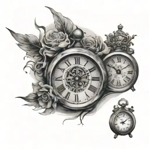 two broken clocks side by side tattoo design idea