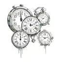 two broken clocks side by side tattoo design idea