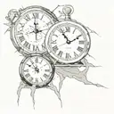 two broken clocks side by side tattoo design idea