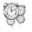 two broken clocks side by side tattoo design idea
