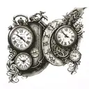 two broken clocks side by side tattoo design idea
