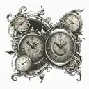 two broken clocks side by side tattoo design idea