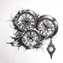 two broken clocks side by side tattoo design idea