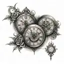 two broken clocks side by side tattoo design idea