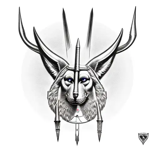 Anubis with staff  tattoo design idea