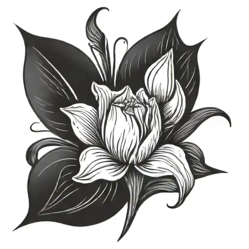 cursive m with a tulip around it tattoo design idea