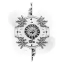 forearm sleeve with smoke, elephant, snowflake, palm tree, clock, cross,, entrepreneur  tattoo design idea