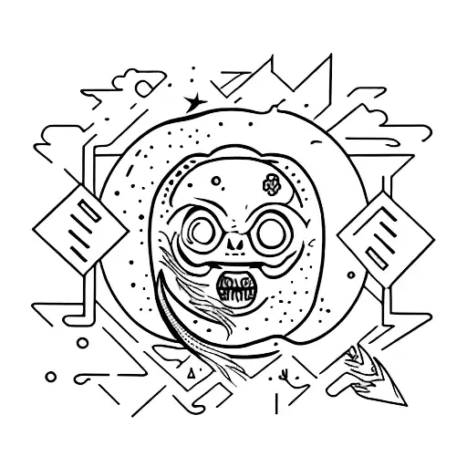 Moon with bite out of it tattoo design idea