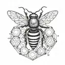 Bee With Cancer Constellation honeycomb pattern tattoo design idea