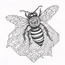Bee With Cancer Constellation honeycomb pattern tattoo design idea