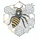 Bee With Cancer Constellation honeycomb pattern tattoo design idea
