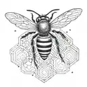 Bee With Cancer Constellation honeycomb pattern tattoo design idea
