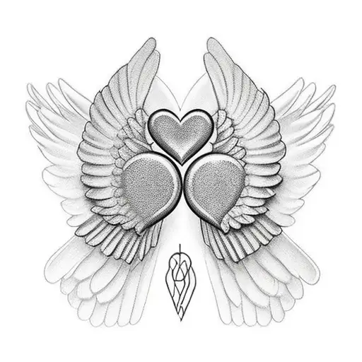 3 pairs of wings embracing a heart tattoo design idea