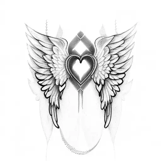 3 pairs of wings embracing a heart tattoo design idea