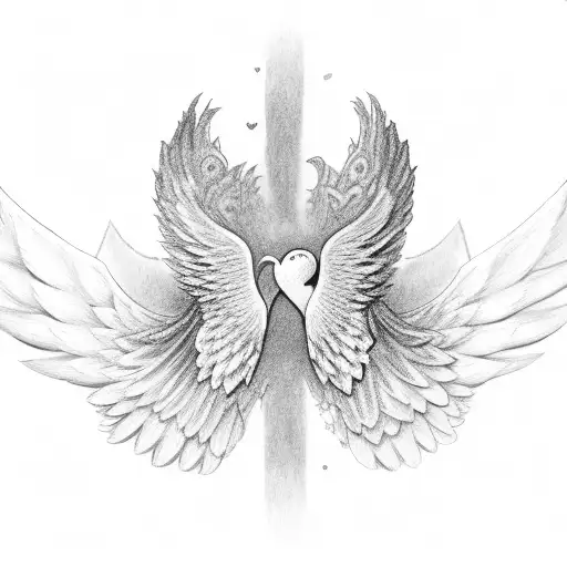3 wings embracing a heart tattoo design idea