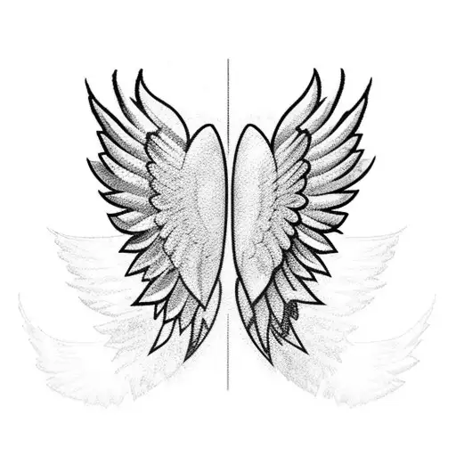 3 pairs of wings embracing a heart tattoo design idea