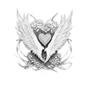 3 wings embracing a heart tattoo design idea