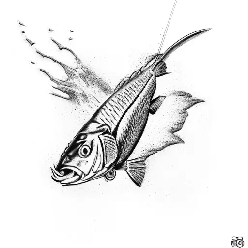 Racing flag morphing into a fishing lure tattoo design idea