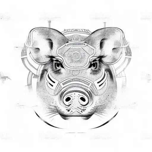Chinese zodiac pig rat tiger backpiece  tattoo design idea