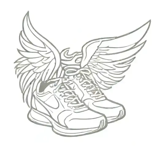 running shoe with wings, 26.2 tattoo design idea