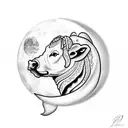  bull looking at the reflection of the moon in a river tattoo design idea