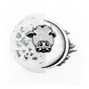  bull looking at the reflection of the moon in a river tattoo design idea