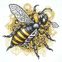 mechanical bee clockwork hive tattoo design idea