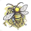 mechanical bee clockwork hive tattoo design idea