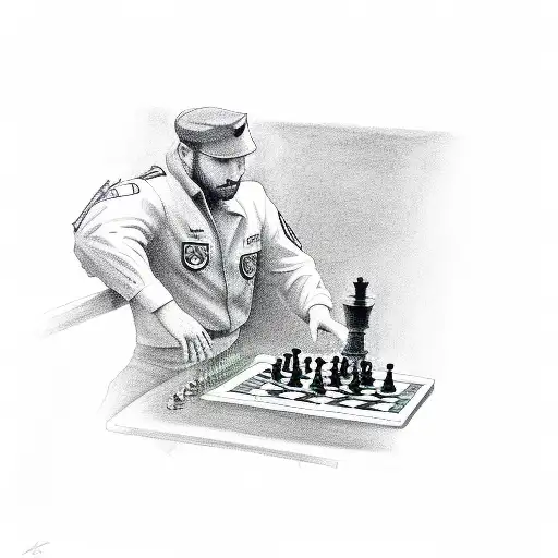 A Delta Force soldier strategizing a chess game tattoo design idea