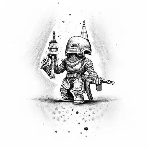 A Delta Force soldier strategizing a chess game tattoo design idea