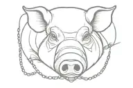 pig with chain collar tattoo design idea