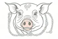 pig with chain collar tattoo design idea