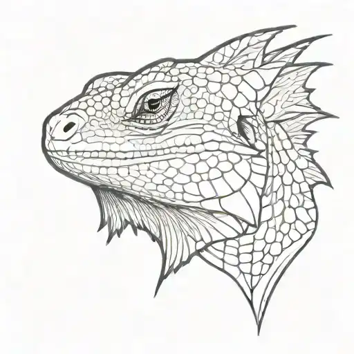 cute bearded dragon tongue coming tattoo design idea