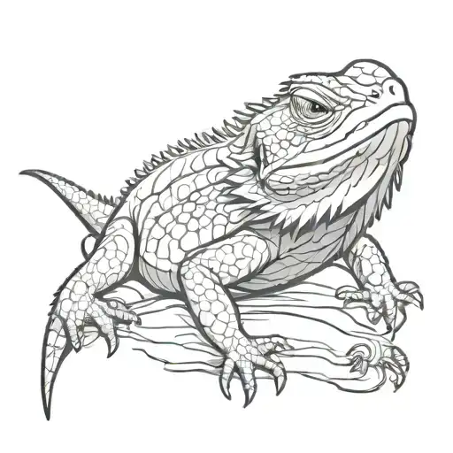 cartoon cute bearded dragon tongue coming tattoo design idea