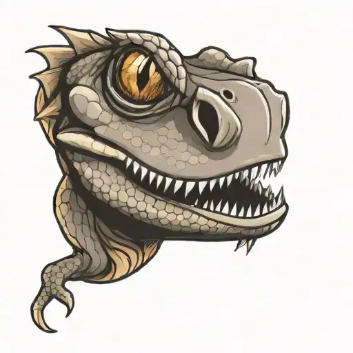 cartoon cute bearded dragon tongue coming out big eyes   tattoo design idea