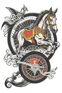 Race Horse roulette wheel casino tattoo design idea