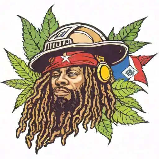 dominican republic hard hat dreadlocks marijuana leaf tattoo design idea