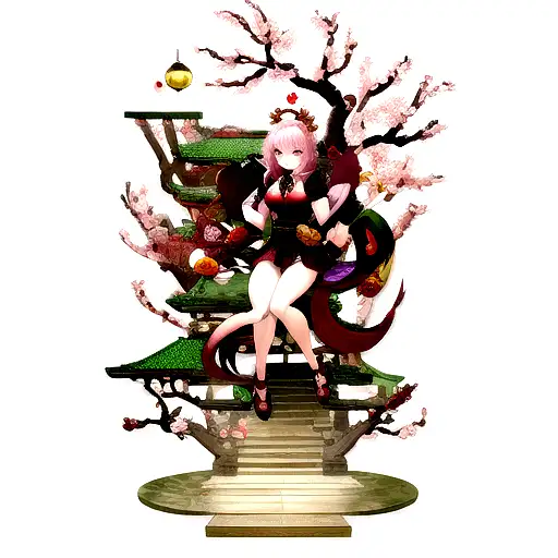 dragon, plum blossoms pheonix tattoo design idea