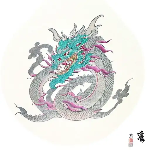 dragon, plum blossoms pheonix tattoo design idea