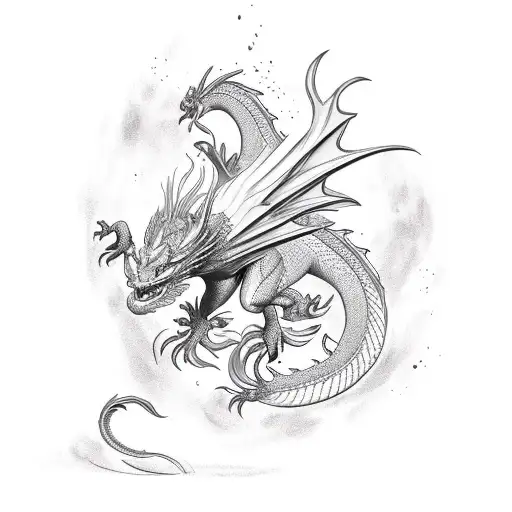 dragon, plum blossoms pheonix tattoo design idea