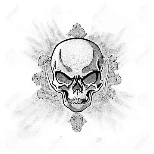 skeleton smoking on tombstone tattoo design idea