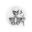 skeleton smoking on tombstone tattoo design idea