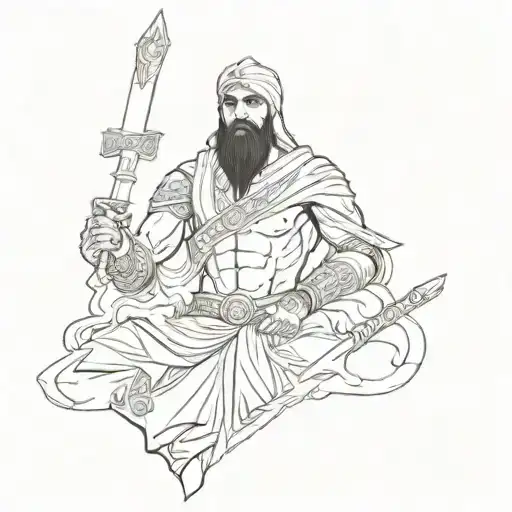 the great cyrus prince of persia with old god symbol   tattoo design idea
