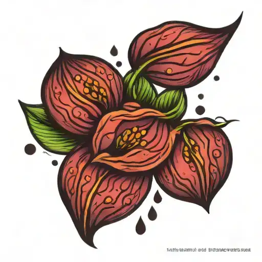 raindrop and date seedling tattoo design idea