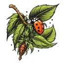 date palm sapling, rain and ladybug tattoo design idea