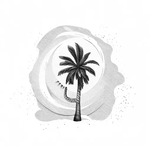 Palm tree with a stick of butter as the bark tattoo design idea
